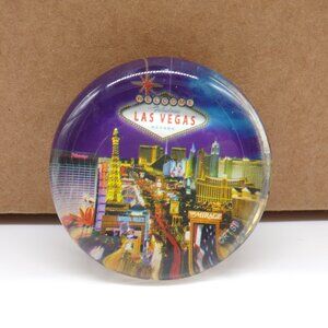 Las Vegas Nevada Souvenir Refrigerator Magnet Round Travel Mirage Flamingo Strip